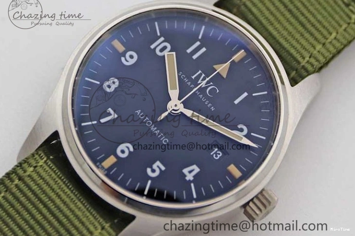 MIROTIME 0126 FastDry Mark XVIII “TRIBUTE TO MARK XI” IW327007 M+F 1:1 Best Edition Black Dial on Green Nylon Strap A 7050